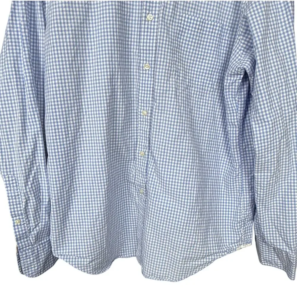 J. Crew Mens L Blue Gingham Check 100% Cotton Button Down Shirt Long Sleeve